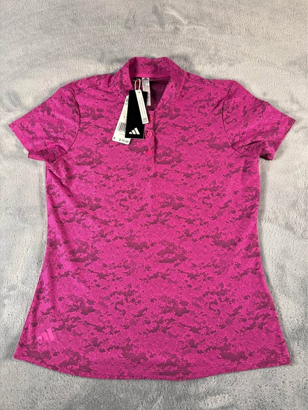 Adidas Pink Patterned Polo Golf Polo Shirt Small NWT